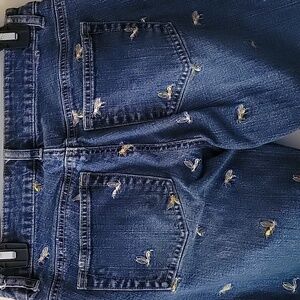 Vintage Embroidered Lilly Pulitzer Yellow Jacket / Bee Jeans in EUC.